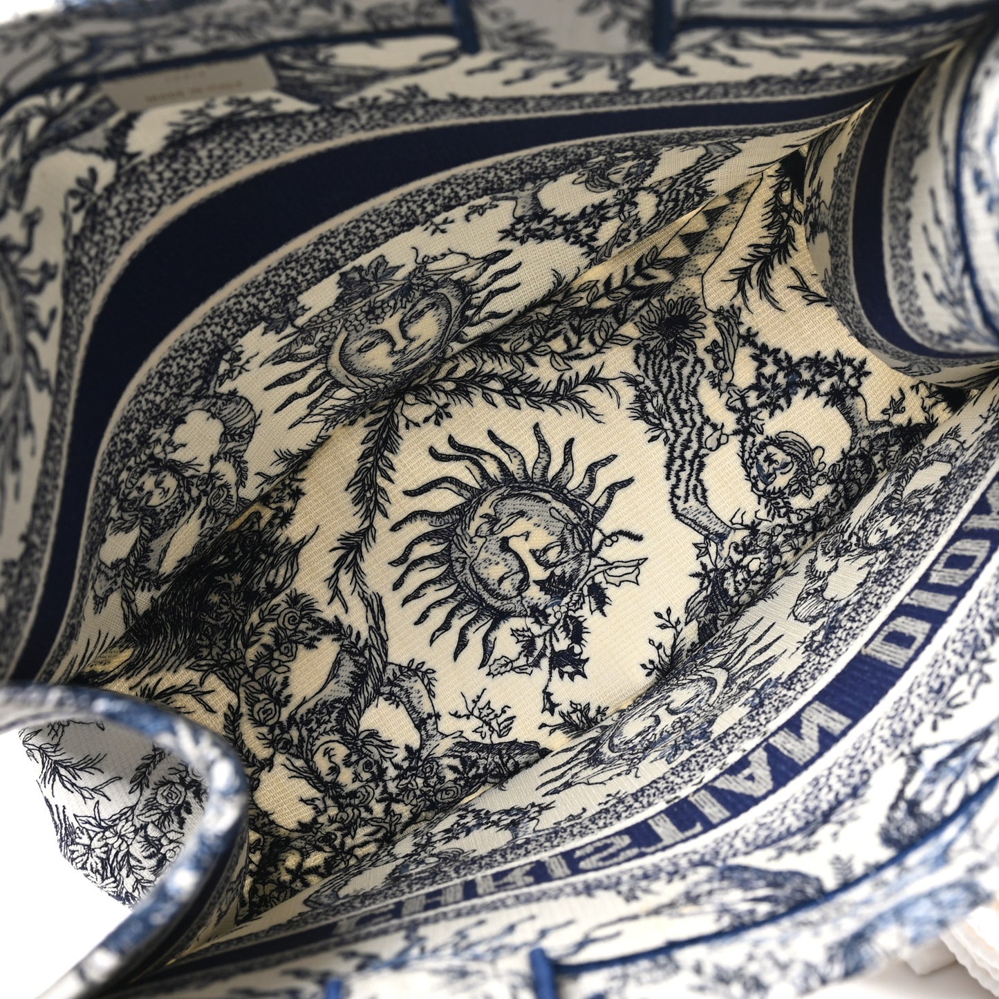 Canvas Embroidered Medium Toile de Jouy Soleil Book Tote Blue Multicolor