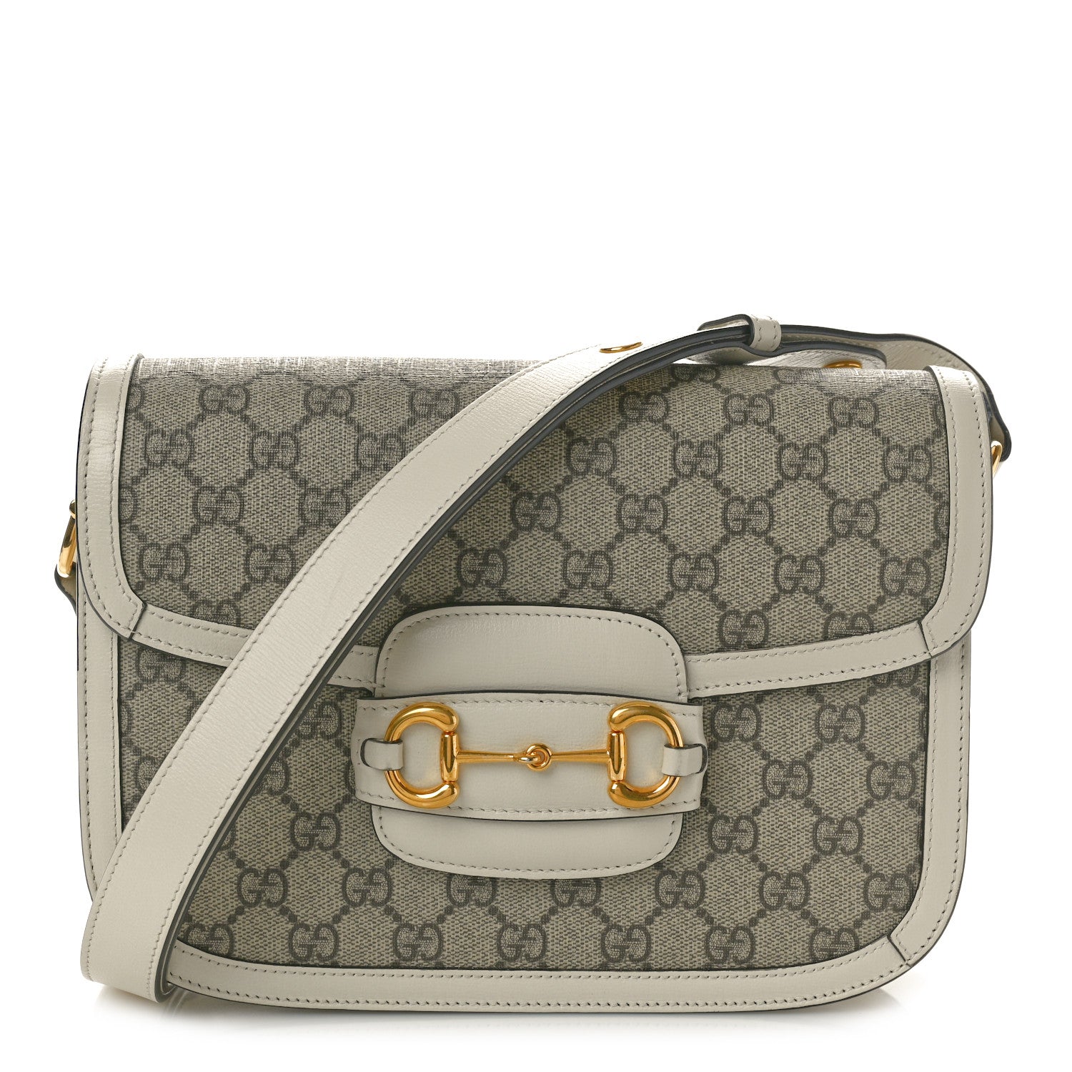 Gucci GG Supreme Monogram Horsebit 1955 Shoulder Bag Beige Mystic White 1 of 10