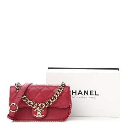 Chanel Caviar Quilted Mini Studded Flap Red 12 of 12