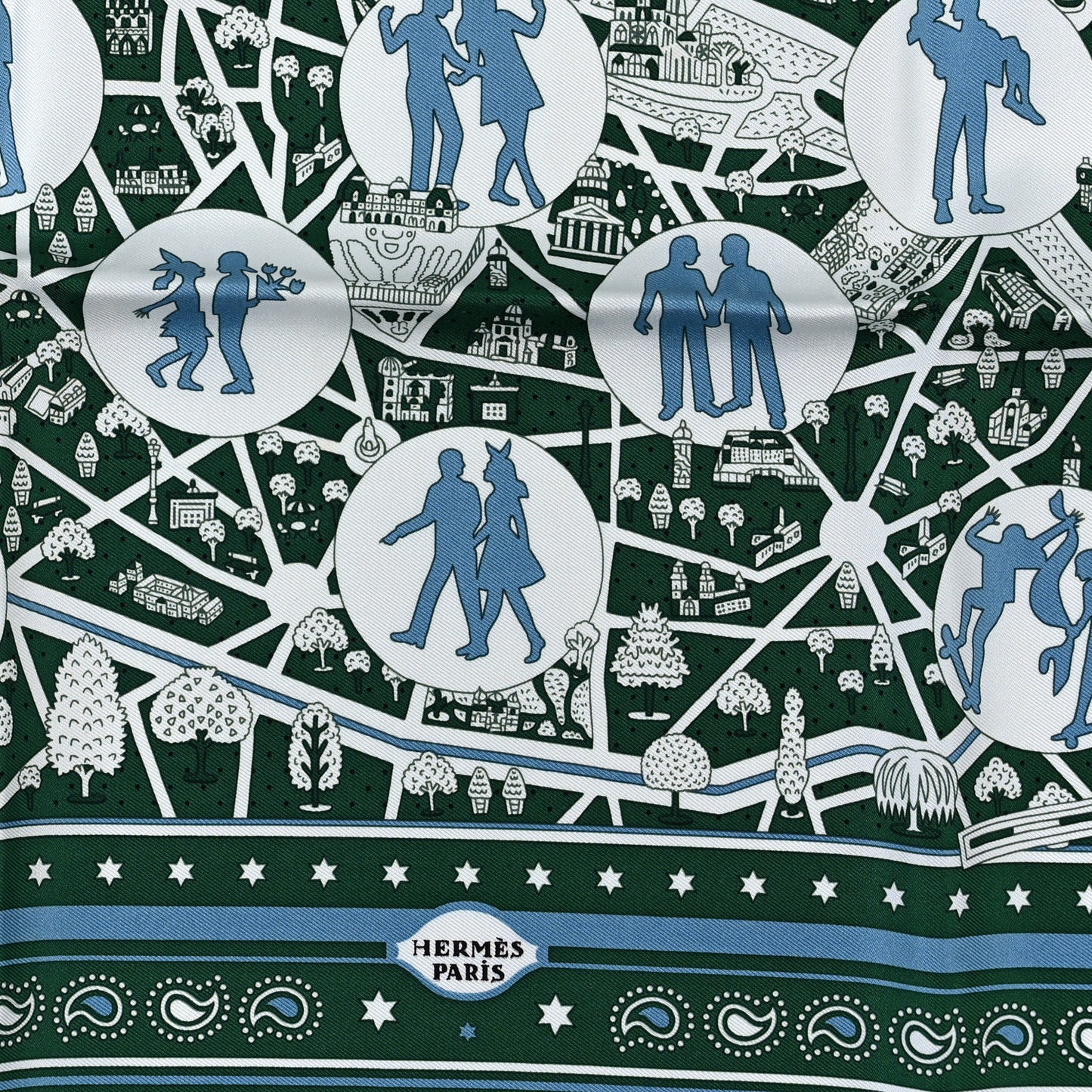 Silk Les Nouveaux Amoureux de Paris Bandana Scarf 55