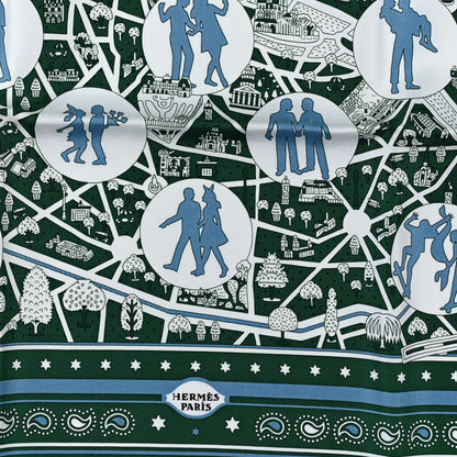 Hermes Silk Les Nouveaux Amoureux de Paris Bandana Scarf 55 2 of 3