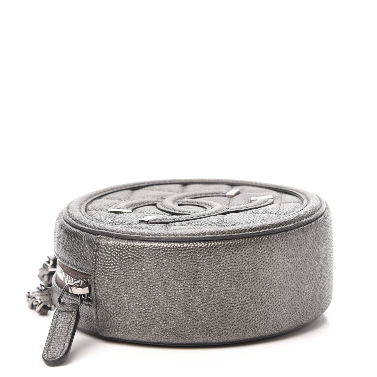 Chanel Metallic Caviar Quilted Round Filigree Crossbody Dark Silver 4 of 10