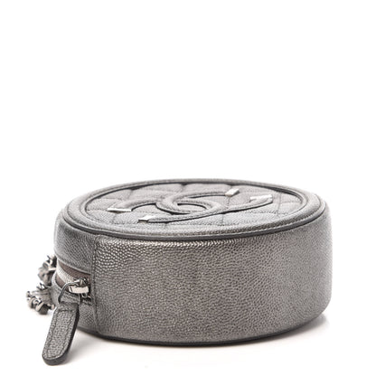 Chanel Metallic Caviar Quilted Round Filigree Crossbody Dark Silver 4 of 10