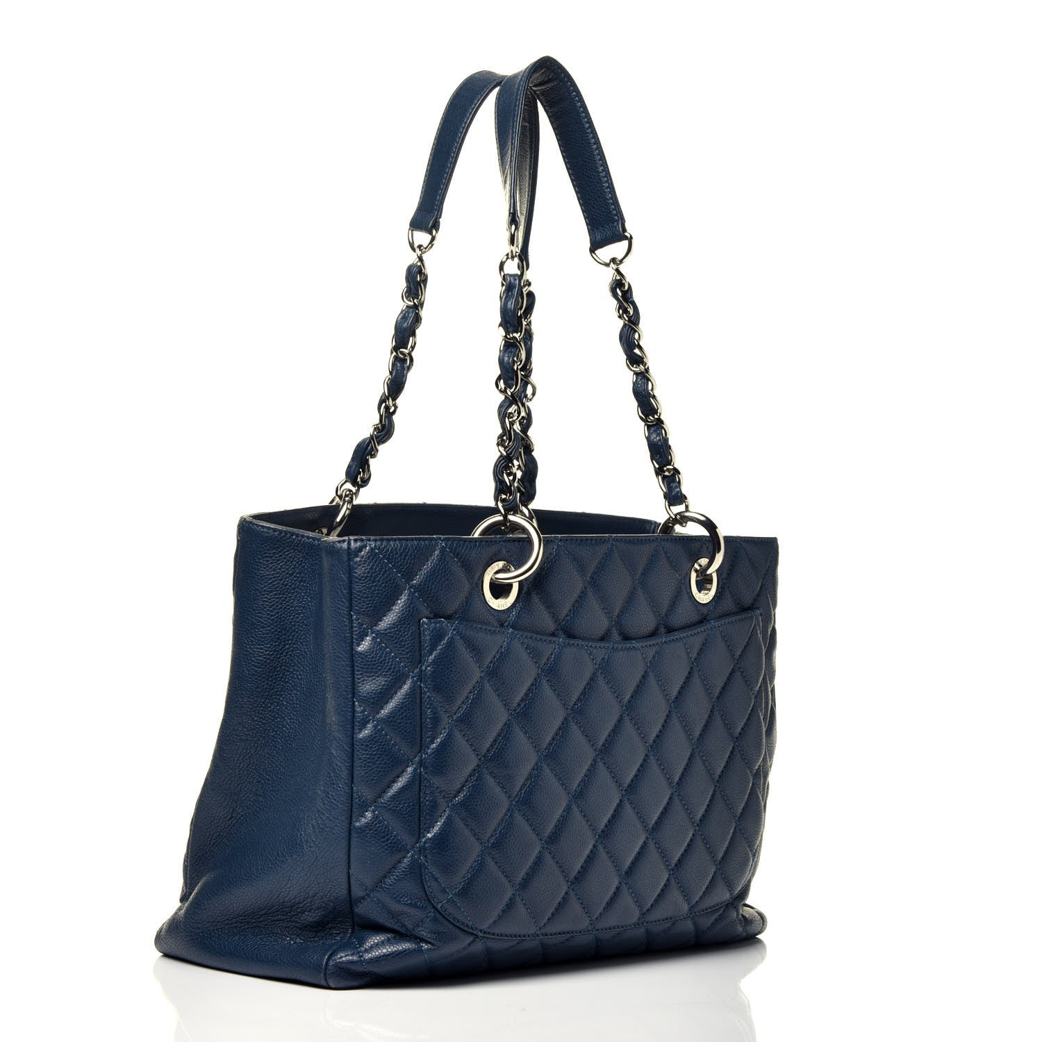 Chanel Caviar Quilted Grand Shopping Tote GST Dark Blue 4 of 11