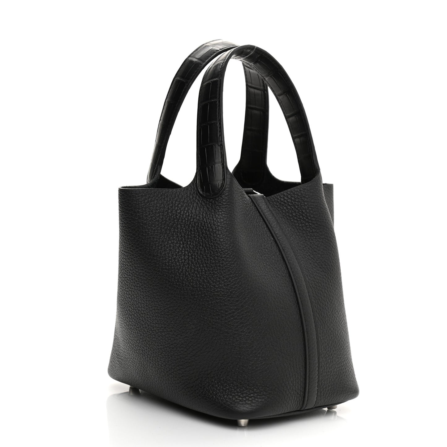 Taurillon Clemence Matte Alligator Picotin Lock Touch 18 PM Black