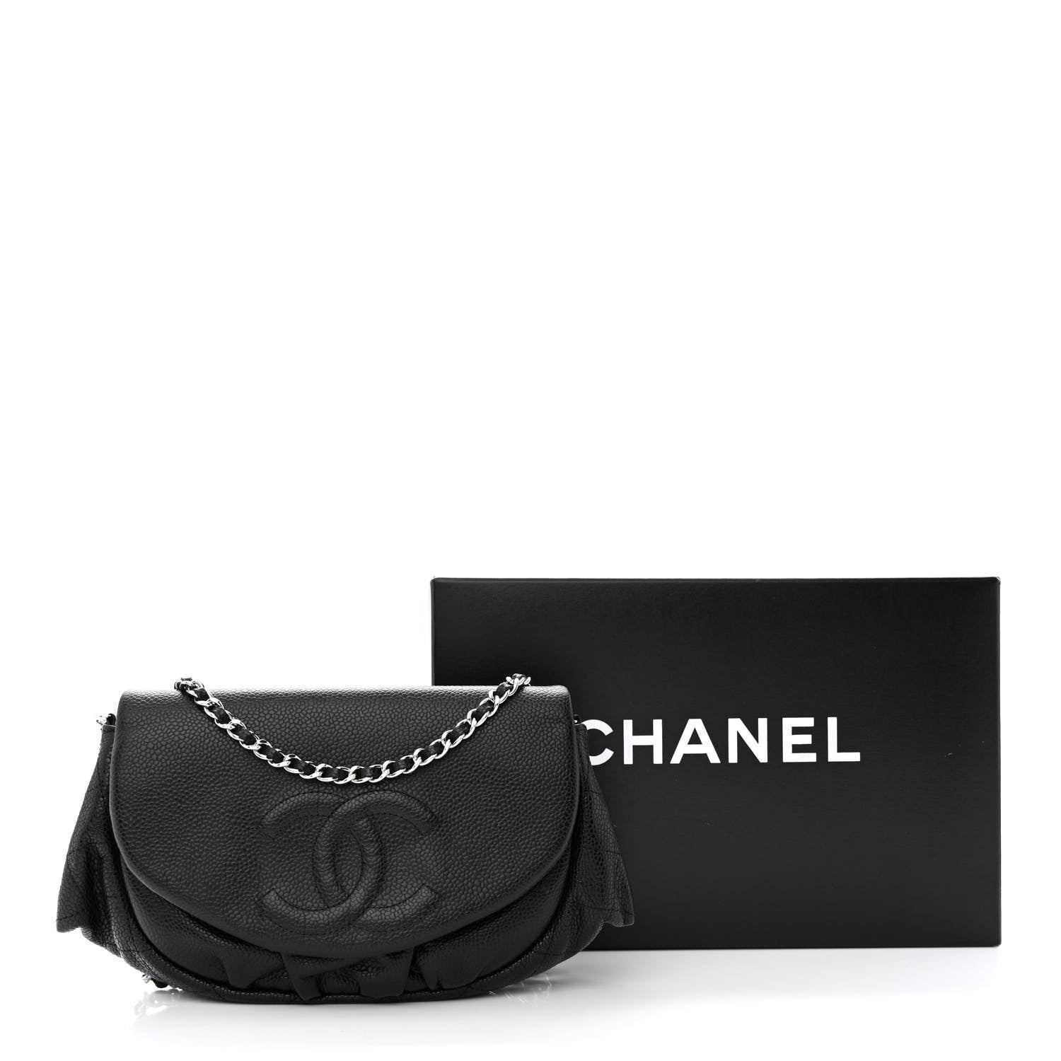 Chanel Caviar Half Moon Wallet On Chain WOC Black 13 of 13