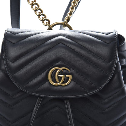Gucci Calfskin Matelasse GG Marmont Flap Backpack Black 10 of 10
