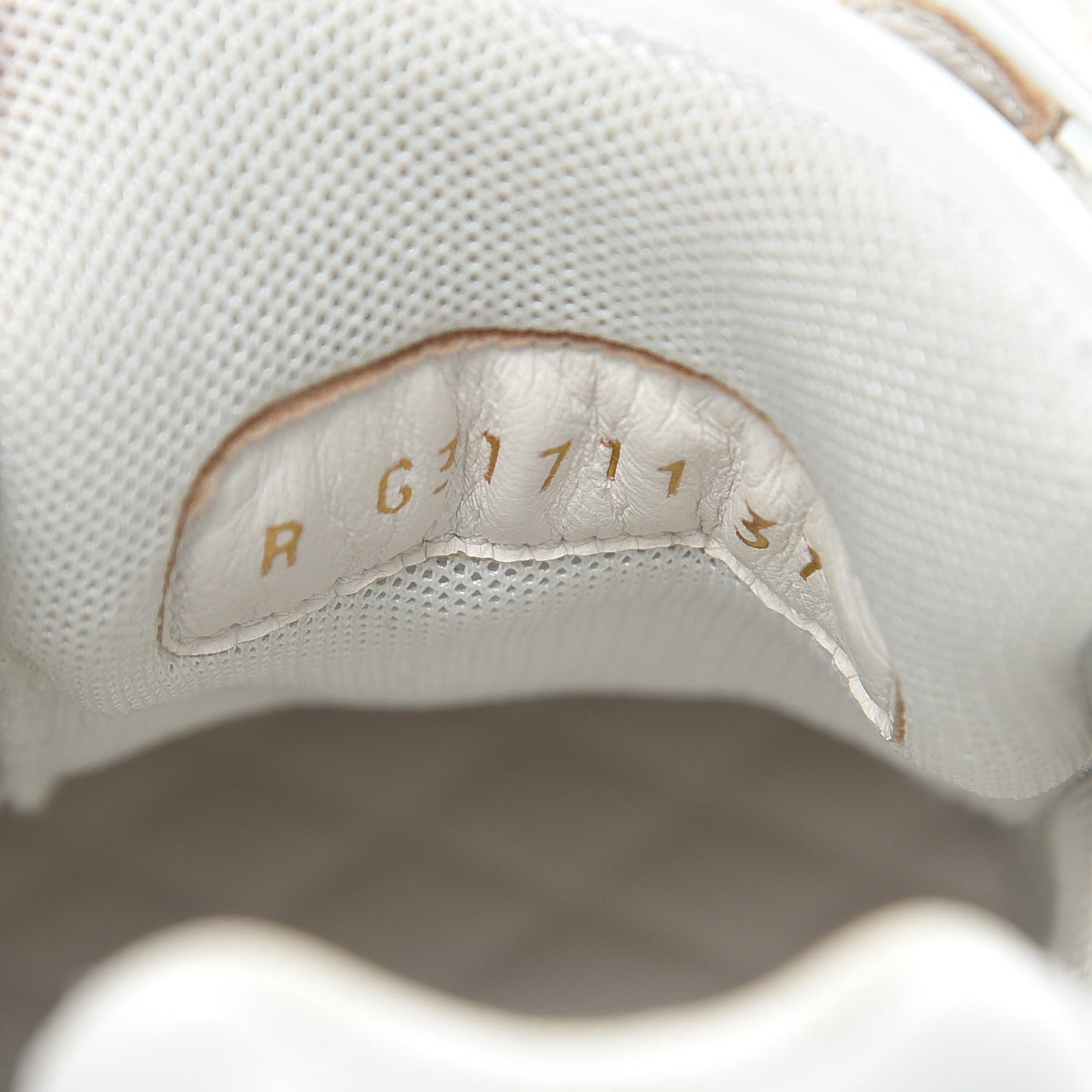 Calfskin Laminated Lambskin Womens CC Sneakers 37 White Gold