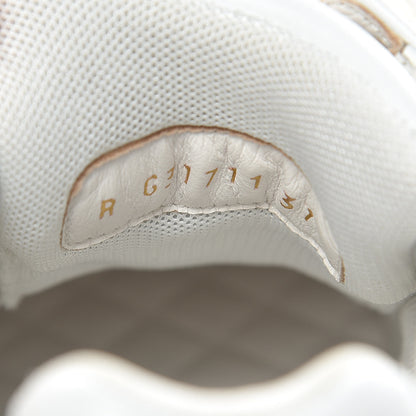Chanel Calfskin Laminated Lambskin Womens CC Sneakers 37 White Gold 8 of 10