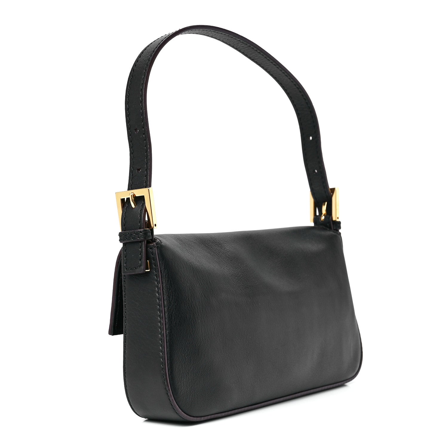Fendi Vitello Flamingo Enamel Baguette Black 4 of 13