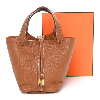 Hermes Taurillon Clemence Picotin Lock 18 PM Gold 11 of 11