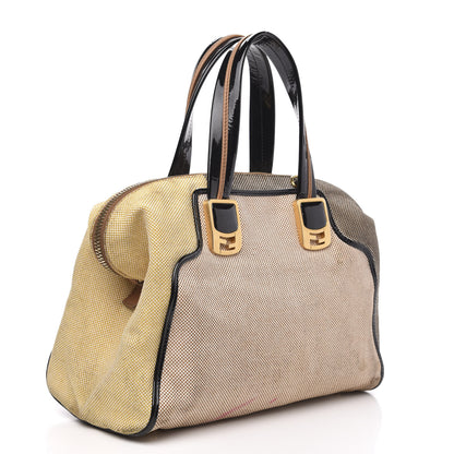 Fendi Canvas Colorblock Small Chameleon Tote Natural 3 of 19