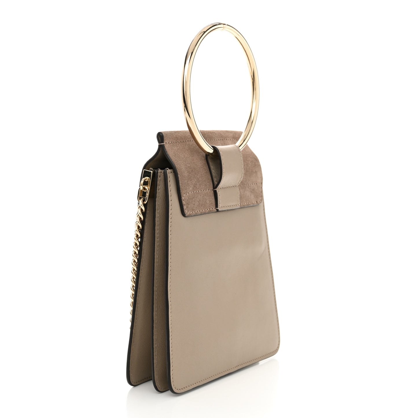 Suede Calfskin Mini Faye Bracelet Bag Motty Grey