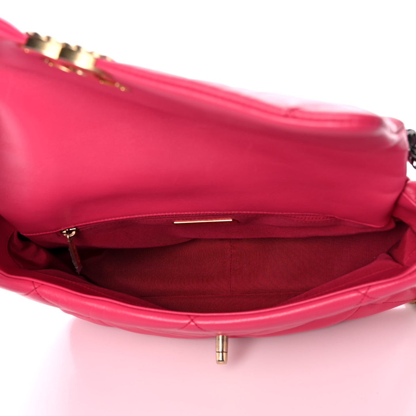 Goatskin Quilted Large Chanel 19 Flap Dark Pink