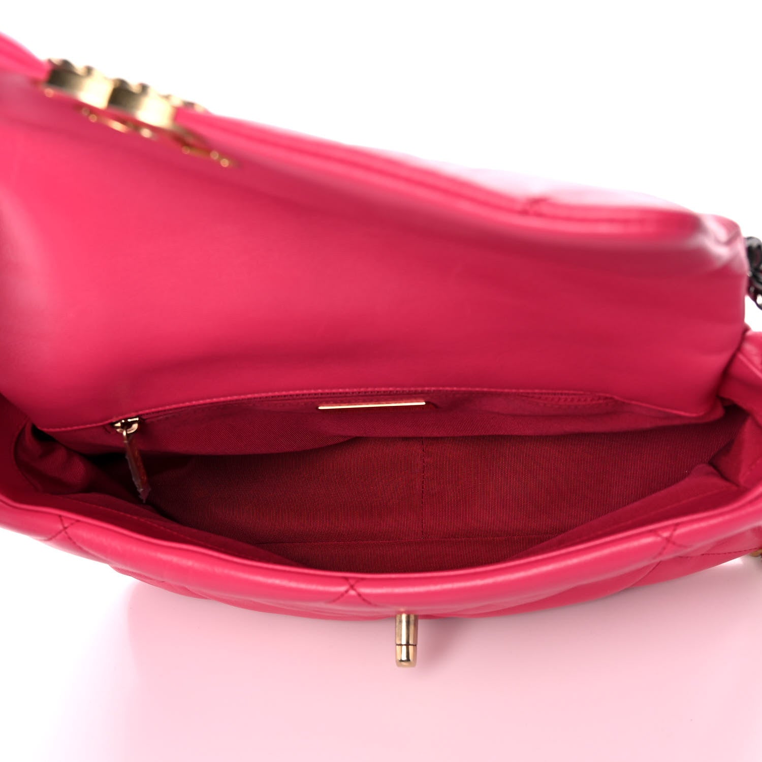 Chanel Goatskin Quilted Large Chanel 19 Flap Dark Pink 5 of 14