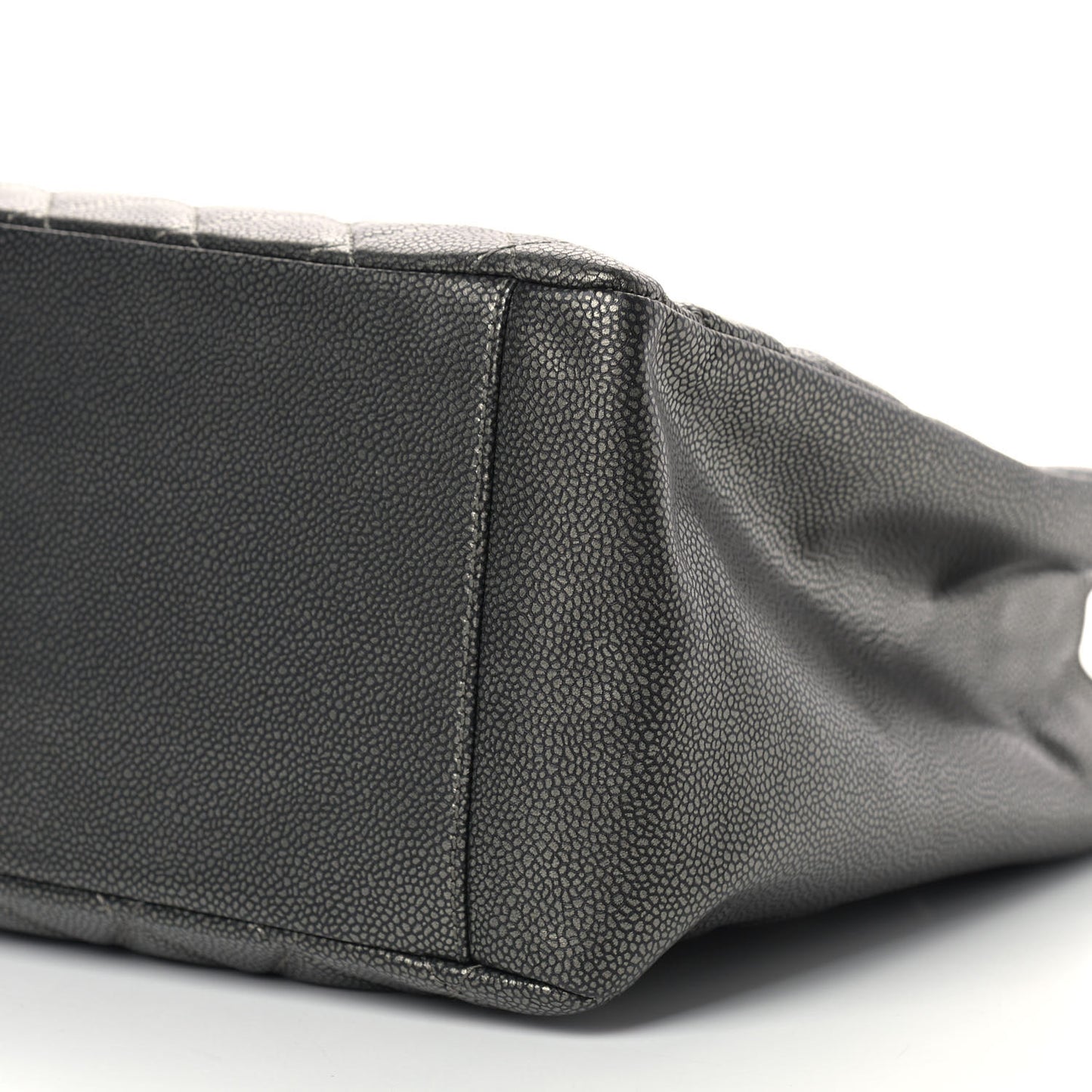 Metallic Caviar Quilted Grand Shopping Tote GST Dark Silver