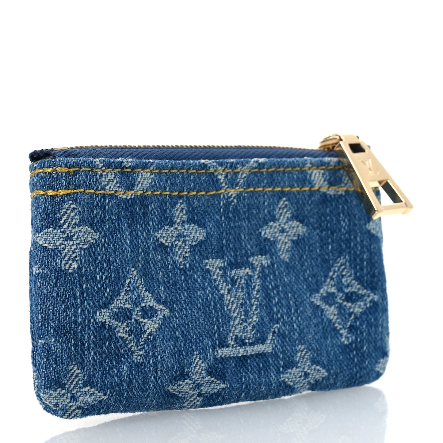 Monogram Denim Key Pouch Denim Blue