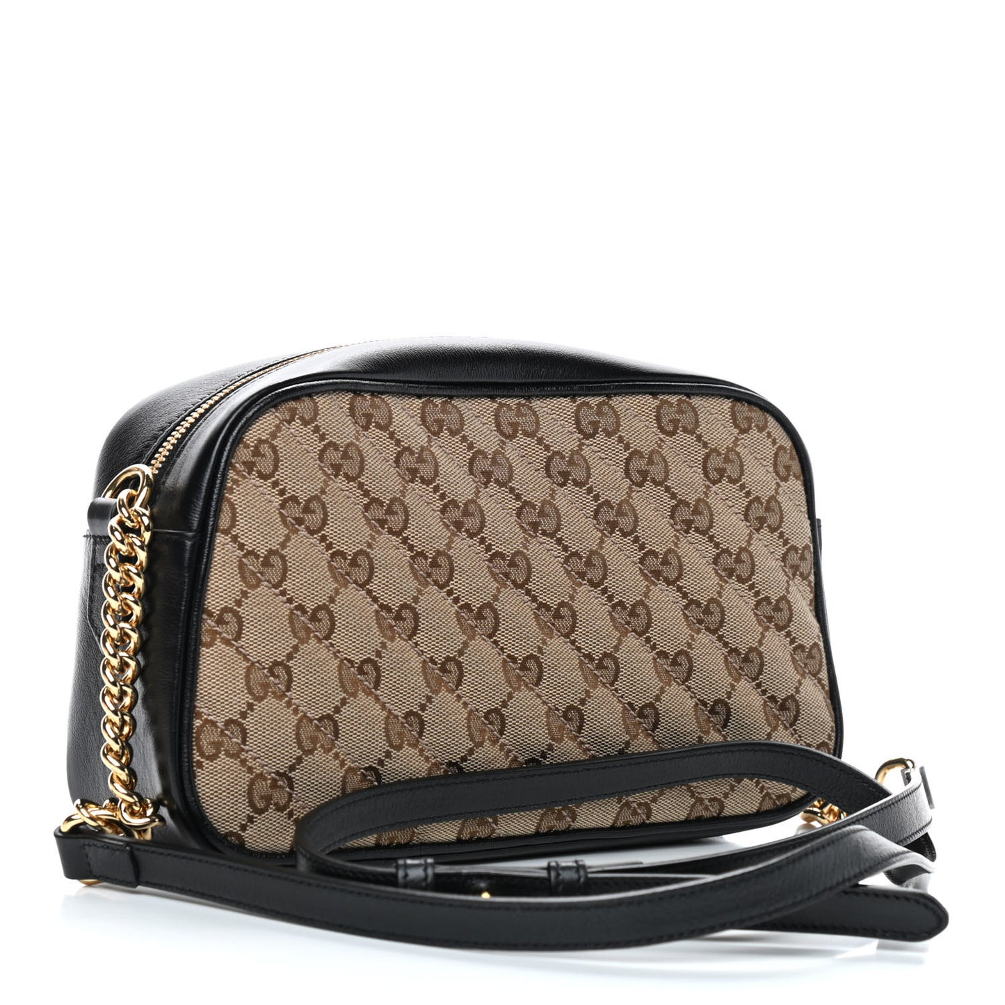 Monogram Matelasse Diagonal Small GG Marmont Chain Shoulder Bag Beige Black