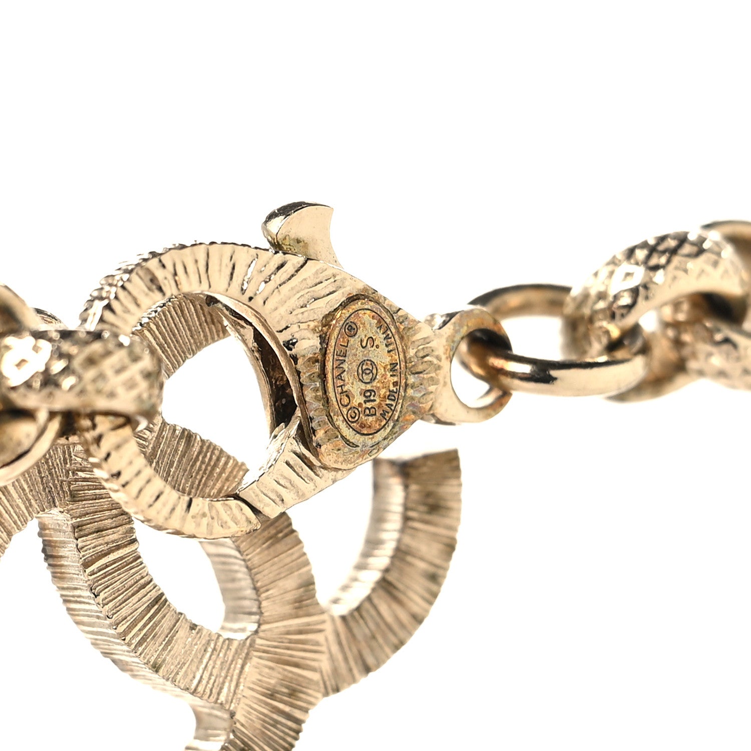 Chanel Metal Crystal Cha-Nel Logo Necklace Gold 4 of 4