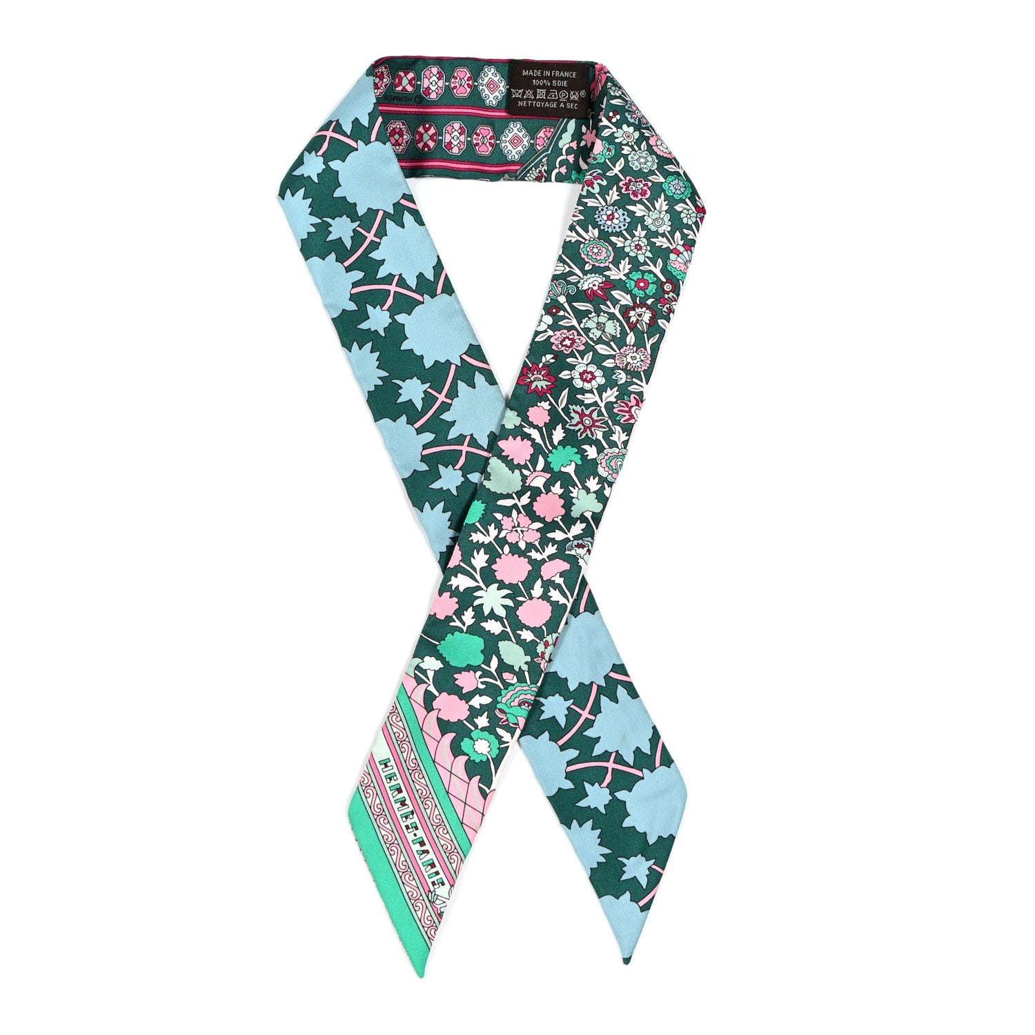 Hermes Silk Tapis Persans Twilly Lagon Vert Rose 1 of 7