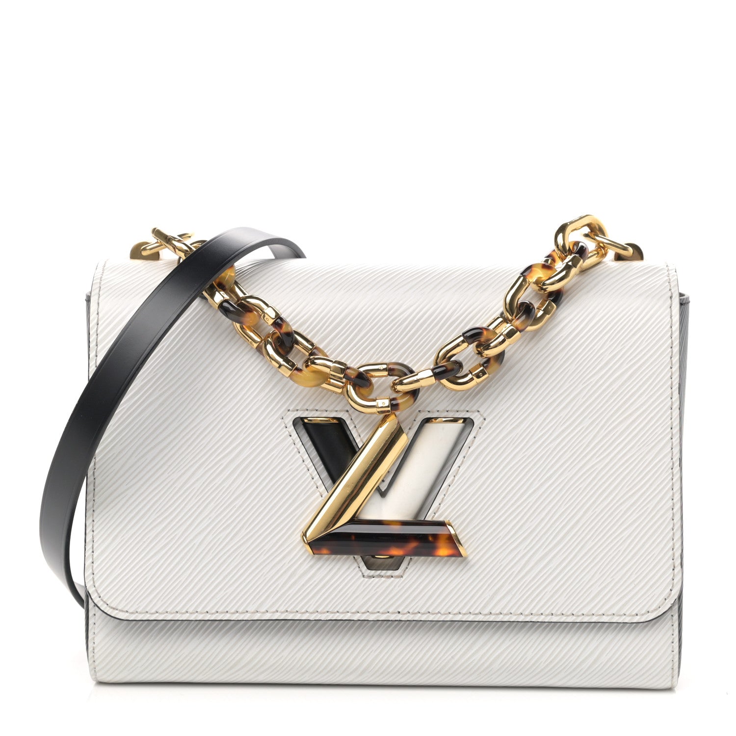 Louis Vuitton Epi Tortoiseshell Twist Shoulder Bag MM Black White 1 of 27