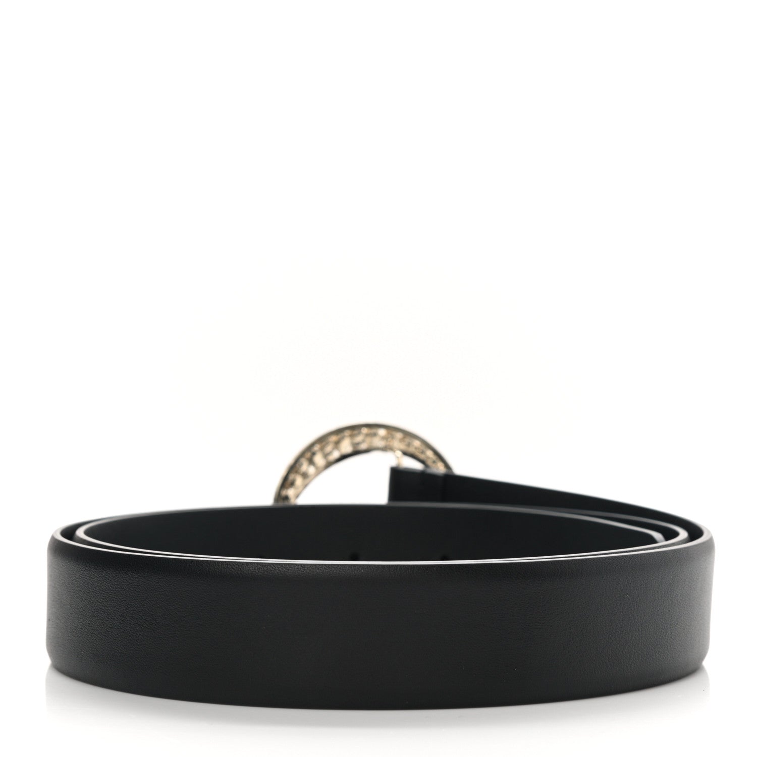 Chanel Lambskin Crystal Buckle Belt 90 36 Black 2 of 5