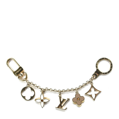 Louis Vuitton Brass Enamel Fleur De Monogram Bag Charm Chain Gold 1 of 3