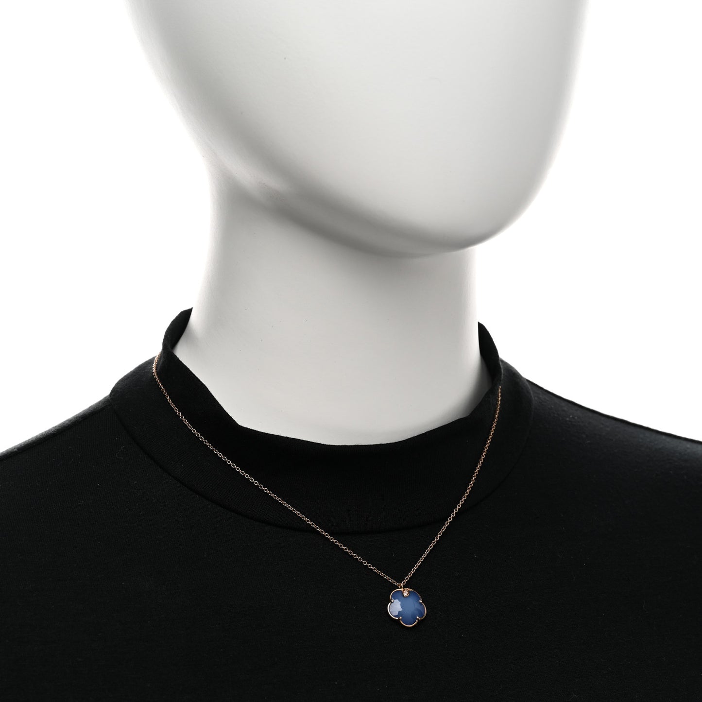 18K Rose Gold Diamond Lapis White Agate Doublet Necklace