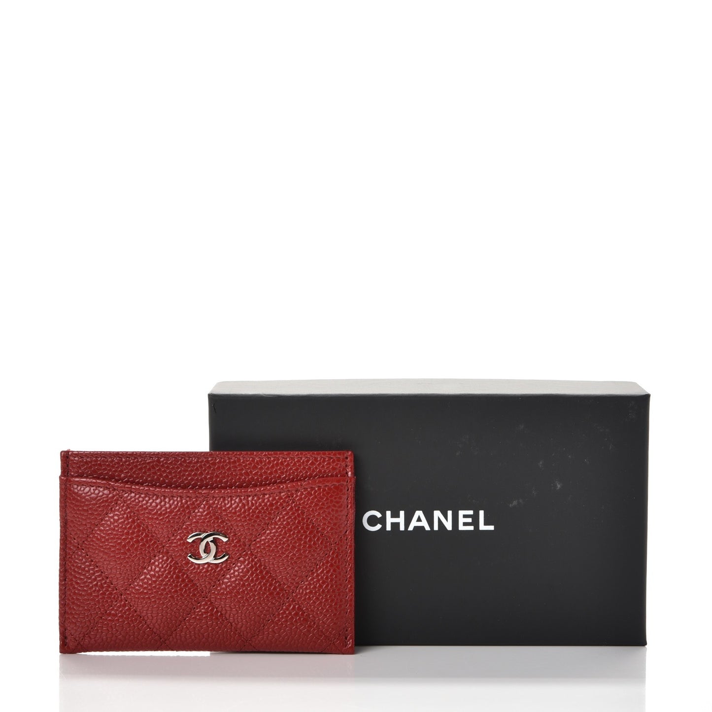 Caviar Quilted Card Holder Red