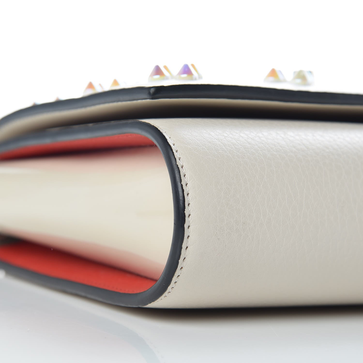 Christian Louboutin Calfskin Spikes Loubinthesky Paloma Wallet On Chain Beige 10 of 11