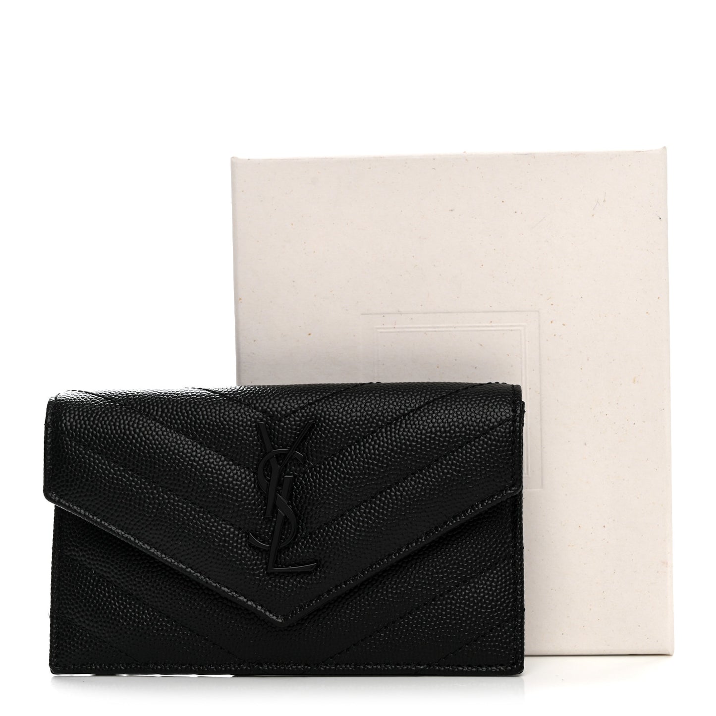 Grain De Poudre Matelasse Chevron Monochrome Flap Zippered Card Case Black