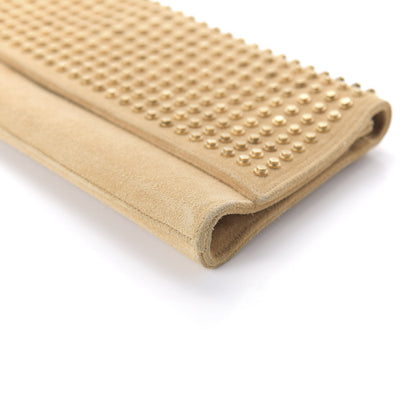 Saint Laurent Suede Studded Diagonal Clutch Beige 7 of 9