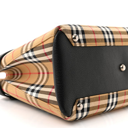 Burberry Goatskin Vintage Check Medium Banner Tote Black 10 of 15