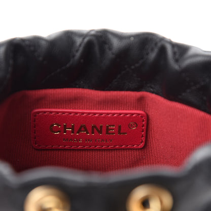 Chanel Calfskin Quilted Pearl Mini About Pearls Drawstring Bucket Bag Black 9 of 11