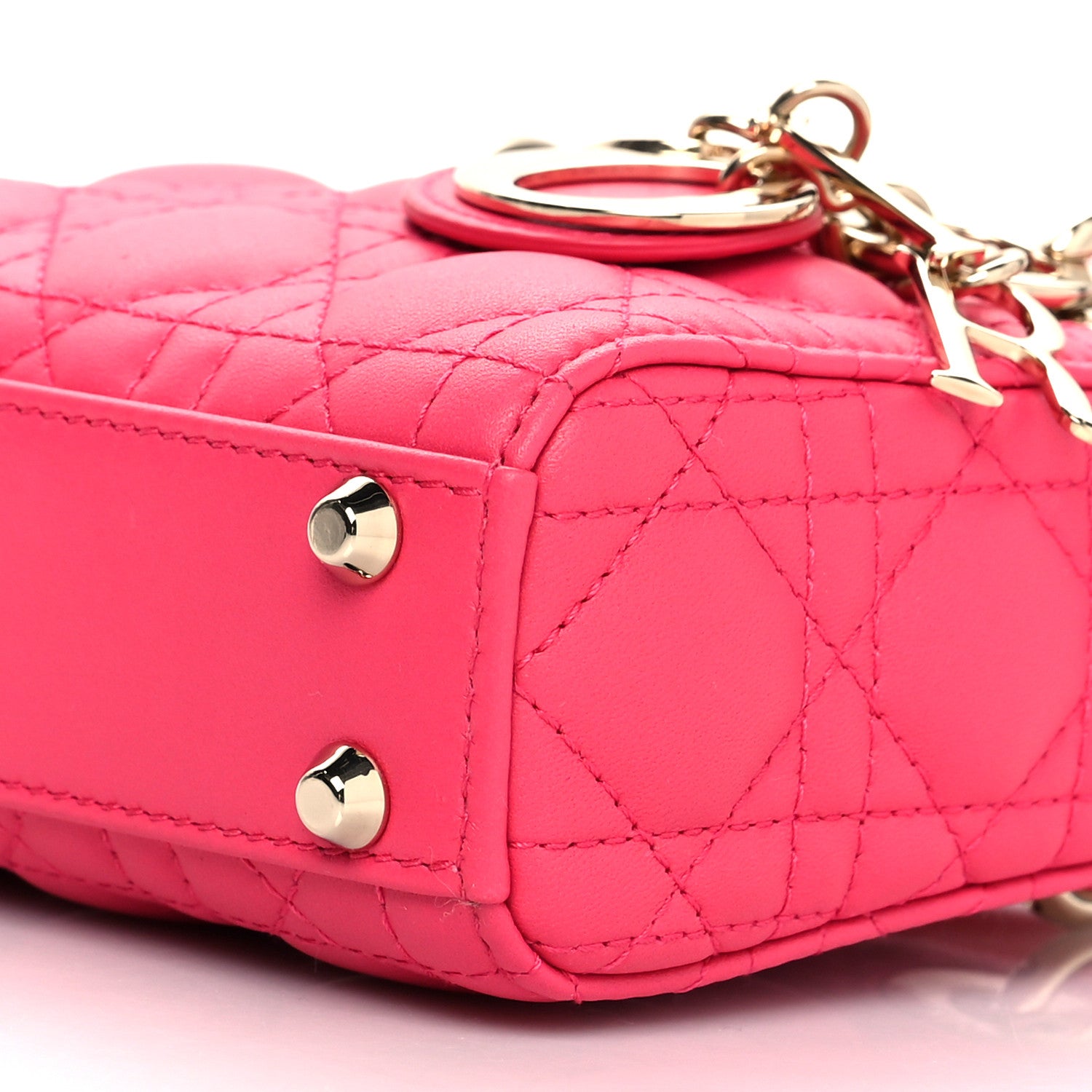 Christian Dior Lambskin Cannage Micro Lady Dior Bright Pink 9 of 9