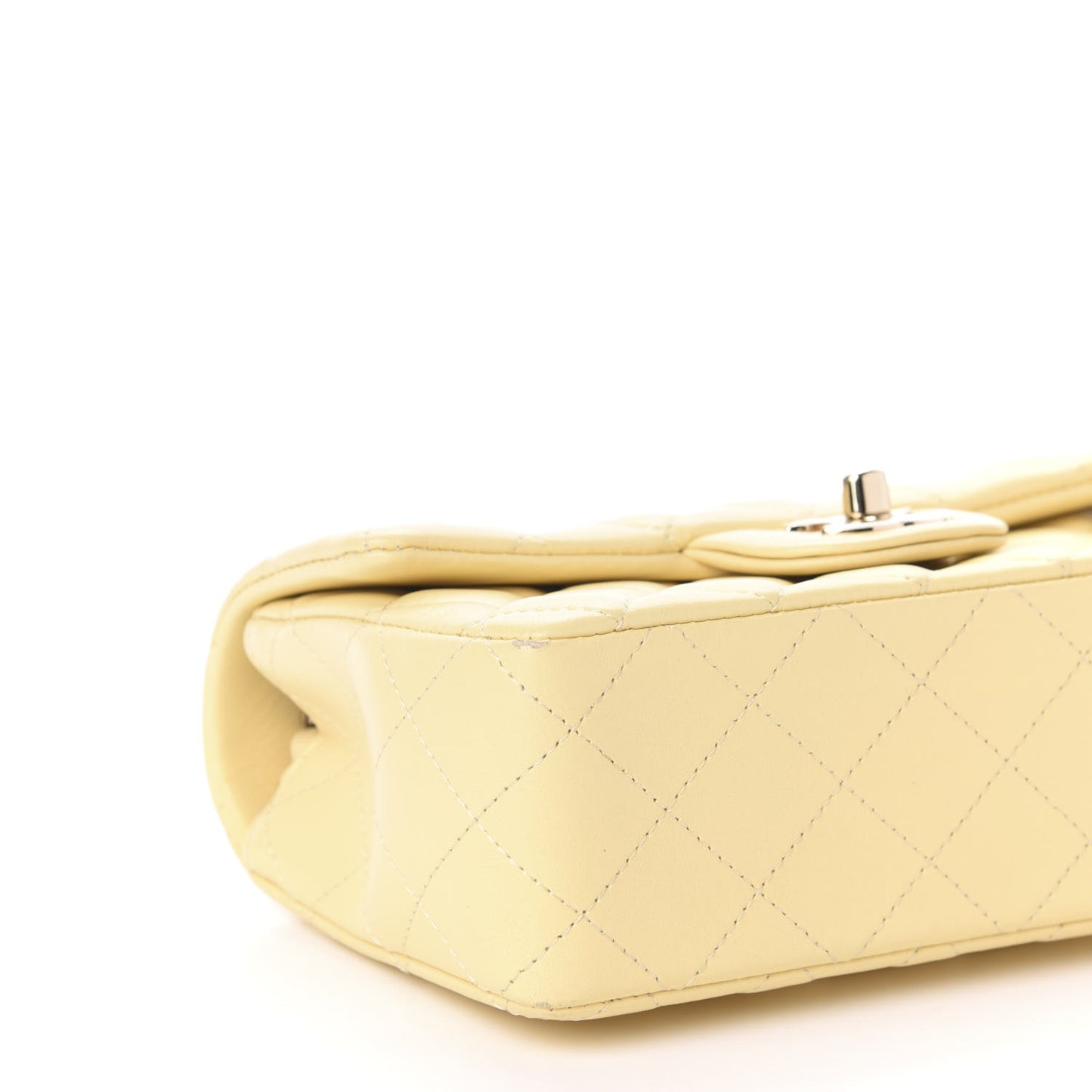 Lambskin Quilted Mini Rectangular Flap Light Yellow