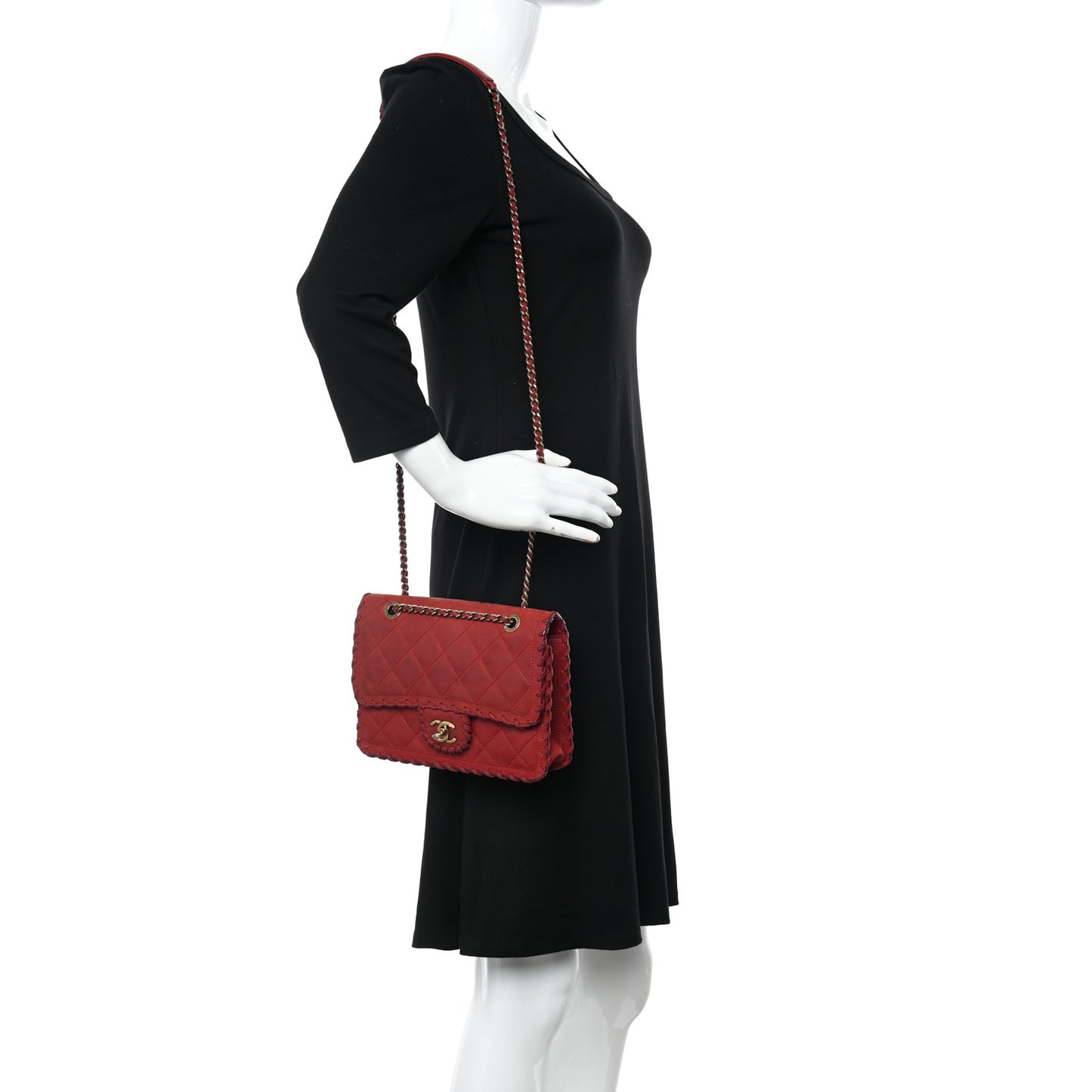Iridescent Calfskin Small Happy Stitch Flap Red