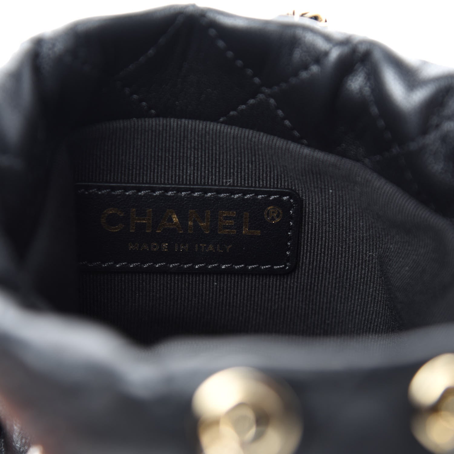 Chanel Lambskin Quilted Pearl Mini About Pearls Drawstring Bag Black 8 of 10