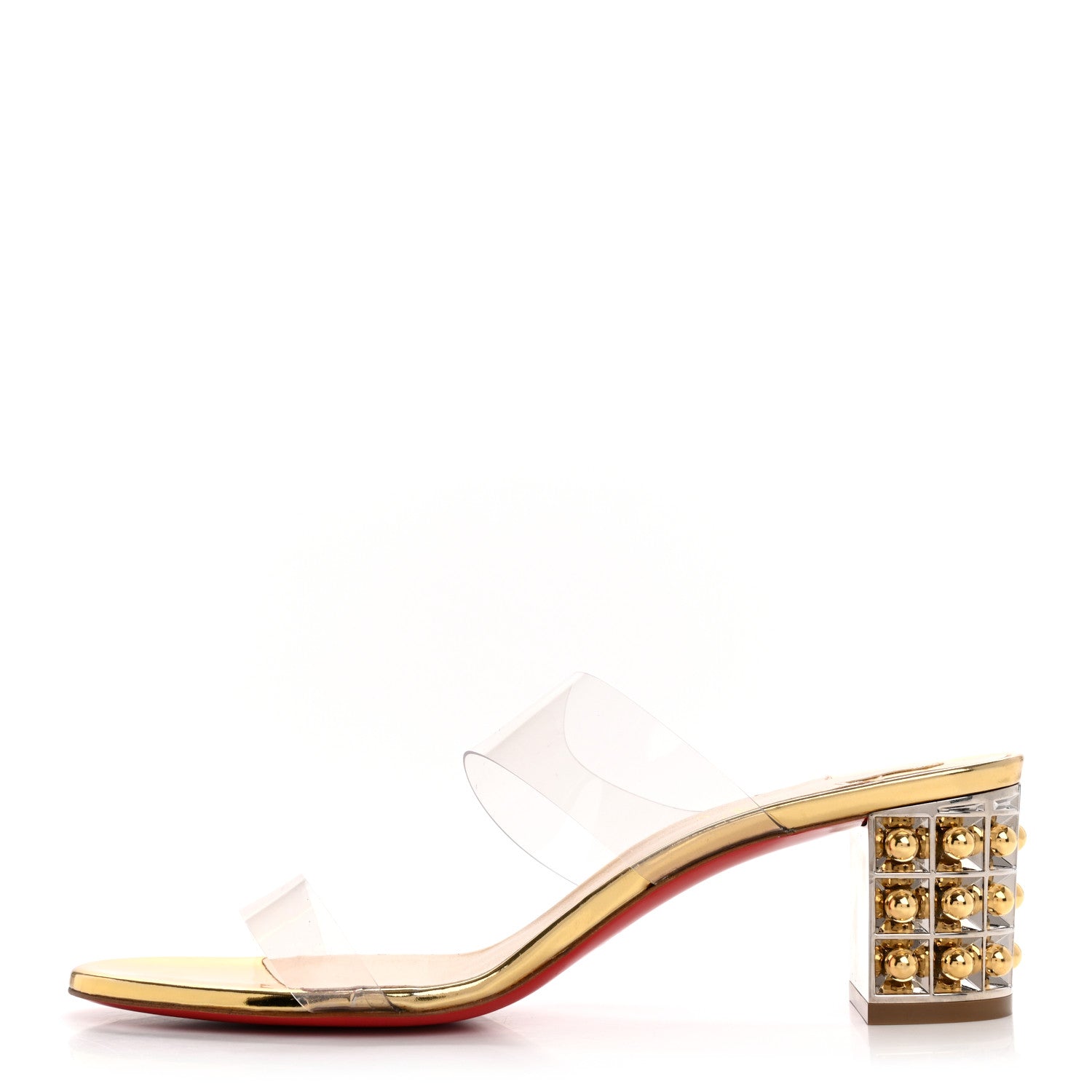 Christian Louboutin PVC Vasa Opticat 55 Slide Sandals 40.5 Gold 1 of 11