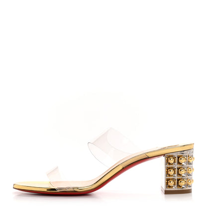 Christian Louboutin PVC Vasa Opticat 55 Slide Sandals 40.5 Gold 1 of 11