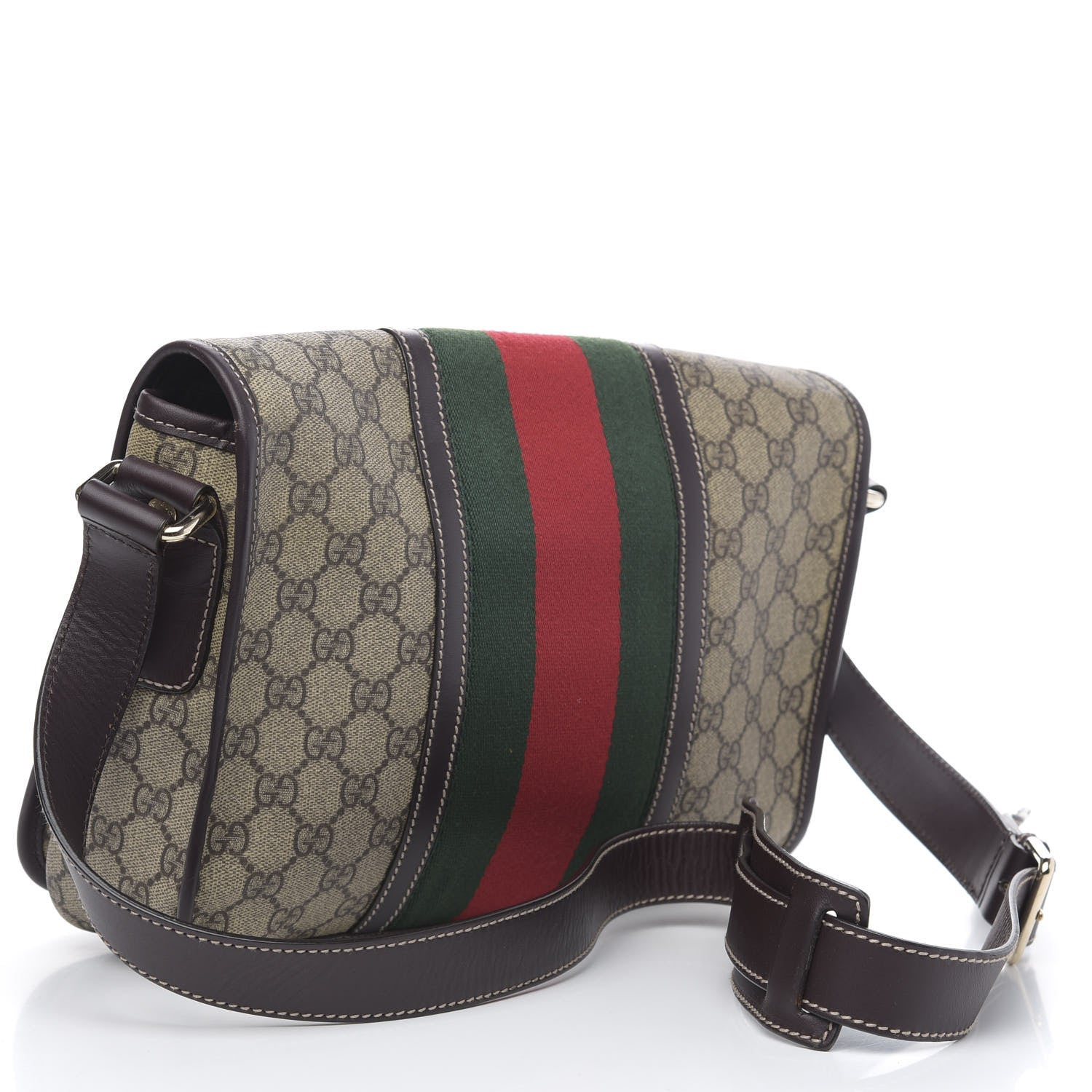 Gucci GG Plus Monogram Web Medium Flap Messenger Beige Dark Brown 3 of 13