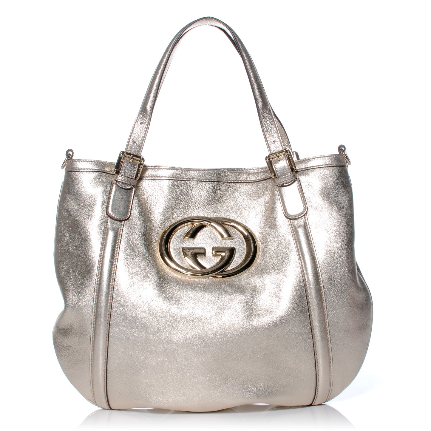 Leather Medium Britt Tote Platinum