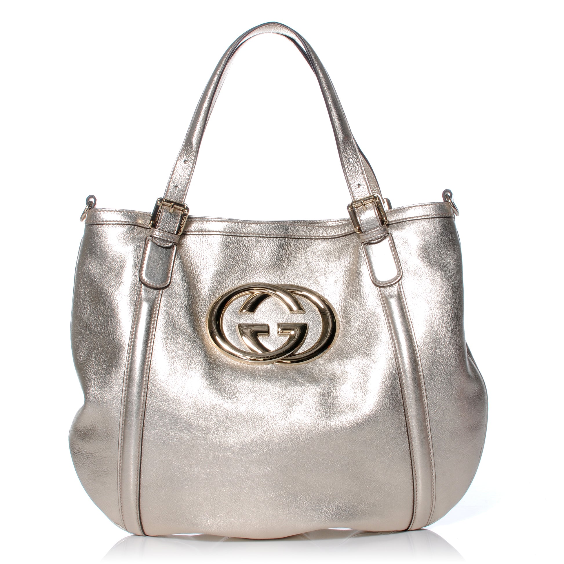 Gucci Leather Medium Britt Tote Platinum 1 of 7