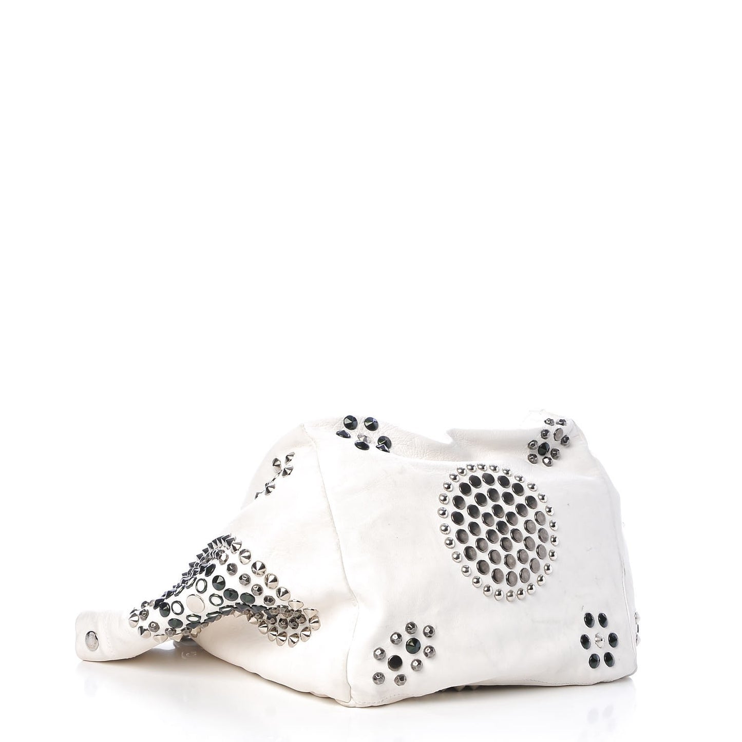 Calfskin Studded Lola Tote White