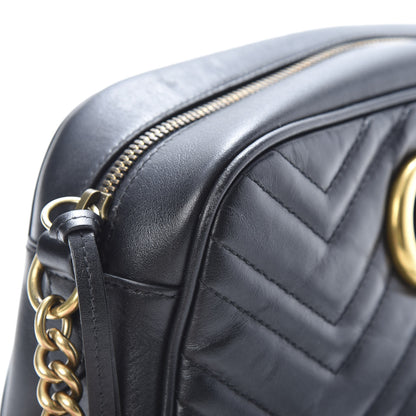 Gucci Calfskin Matelasse Small GG Marmont Chain Shoulder Bag Black 16 of 17