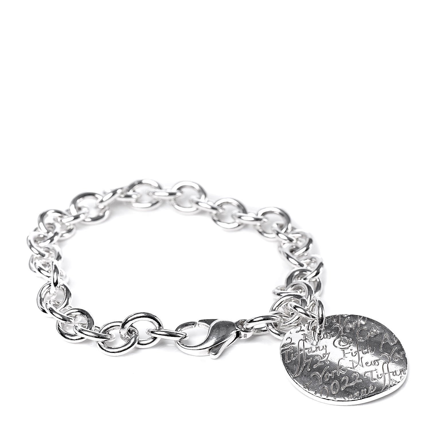 Tiffany Sterling Silver Notes Round Tag Charm Bracelet 1 of 5
