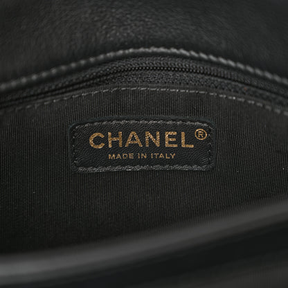 Chanel Grained Calfskin Snakeskin Small Chevron Chic Top Handle Flap Black 6 of 14