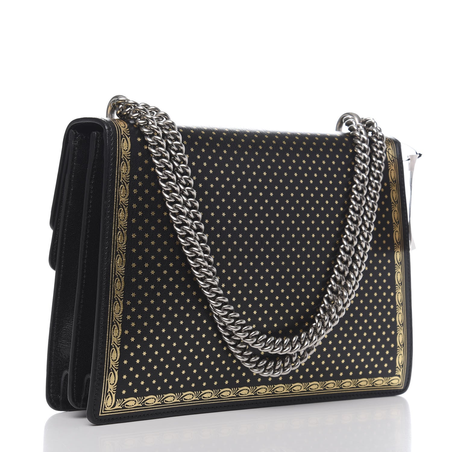 Gucci X SEGA Calfskin GUCCY Stars Medium Dionysus Shoulder Bag Black Gold 2 of 12