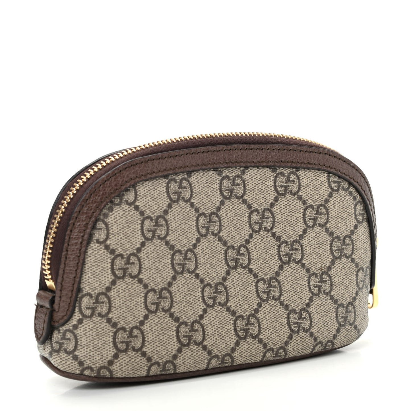 GG Supreme Monogram Textured Calfskin Web Medium Ophidia Cosmetic Case Beige Ebony New Acero