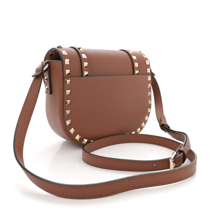 Valentino Garavani Grained Calfskin Rockstud Flap Messenger Saddle Brown 3 of 9